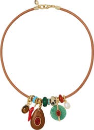 ROXANNE ASSOULIN The Multicharm Leather Collar Necklace