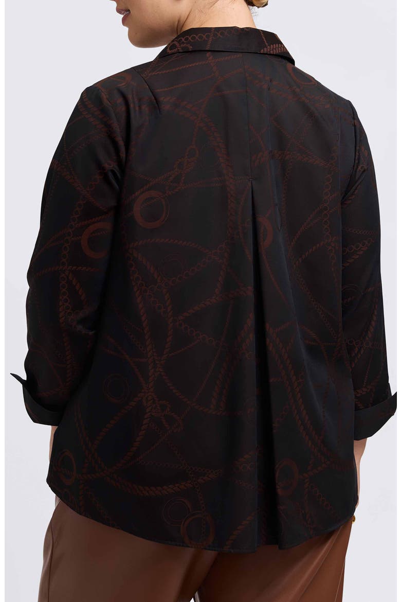 Agnes Print Popover Top, Alternate, color, COFFEE BROWN/ BLACK