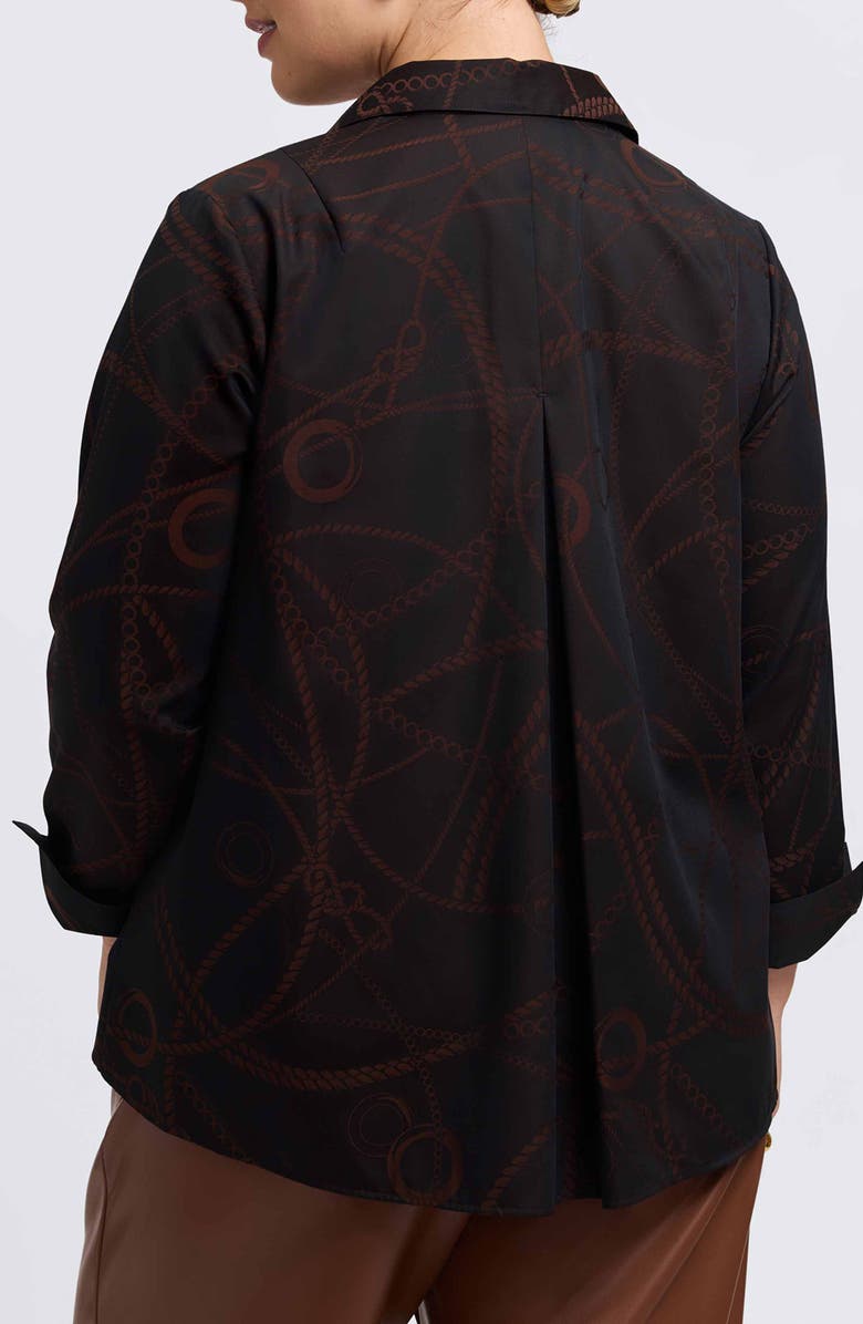 Foxcroft Agnes Print Popover Top, Alternate, color, Coffee Brown/ Black
