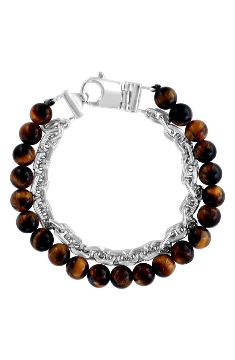 EFFY Sterling Silver Tiger Eye Bracelet, Main, color, 