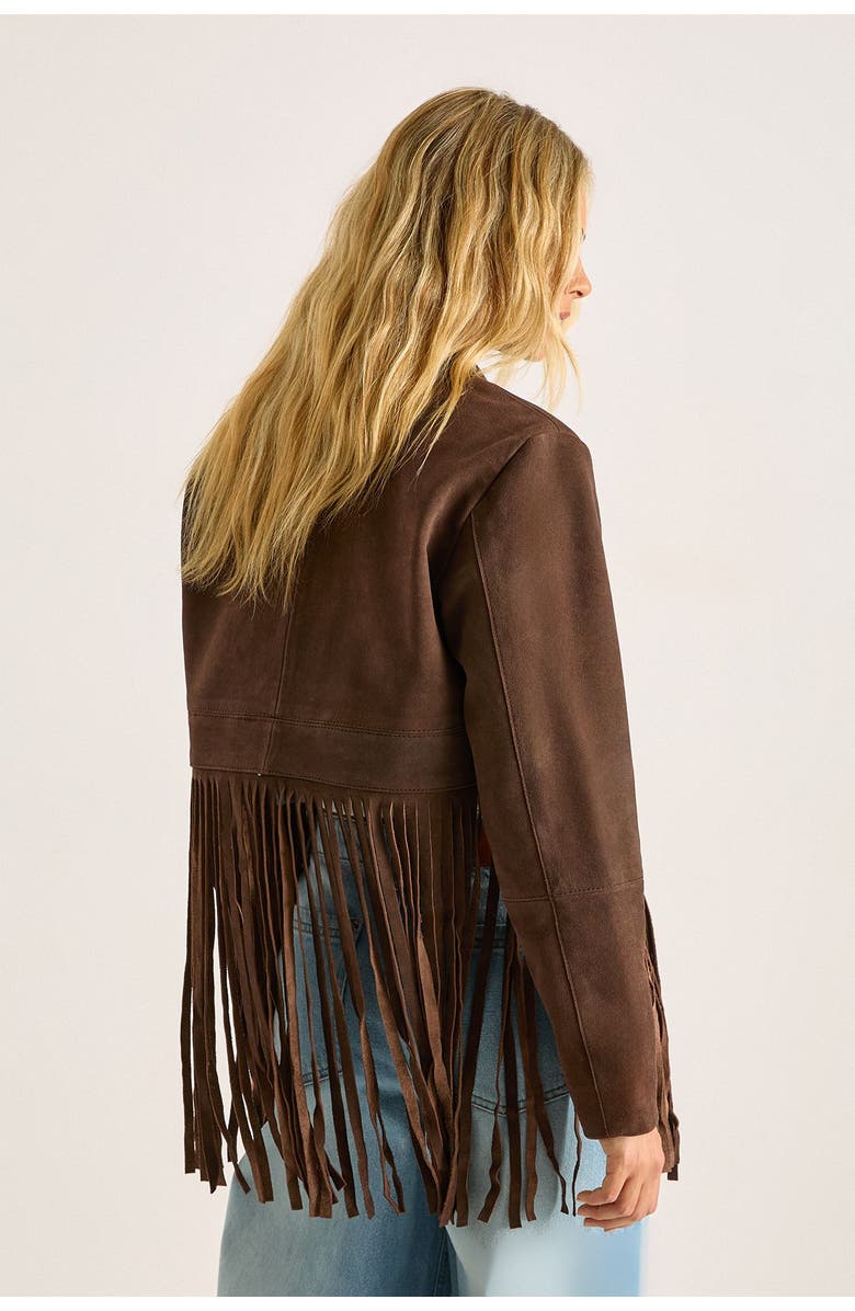 NASTY GAL Real Suede Fringe Jacket, Alternate, color, Chocolate