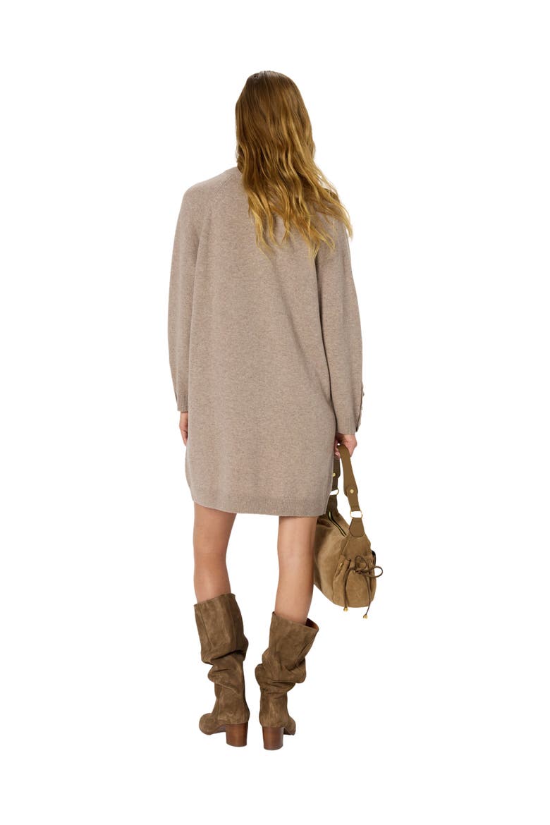 Loma Button-Shoulder Knitted Dress, Alternate, color, Sand