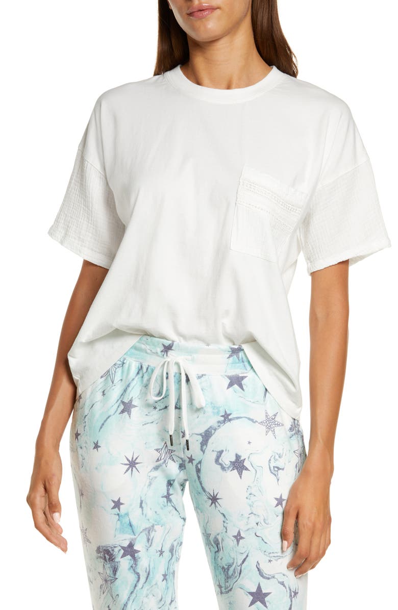 PJ Salvage Gauzing Around Cotton Lounge Shirt, Main, color, 