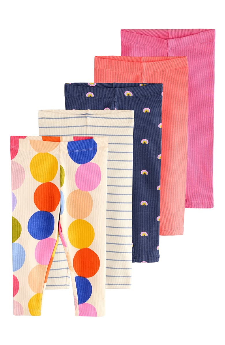 NEXT Kids' Assorted 5-Pack Rib Leggings, Main, color, Multi