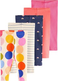 NEXT Kids' Assorted 5-Pack Rib Leggings
