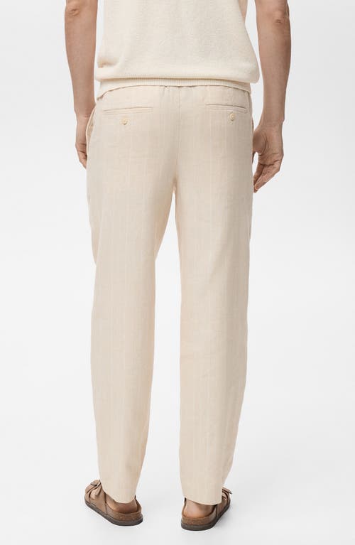 Mango Pinstripe Cotton & Linen Blend Pants In Neutral