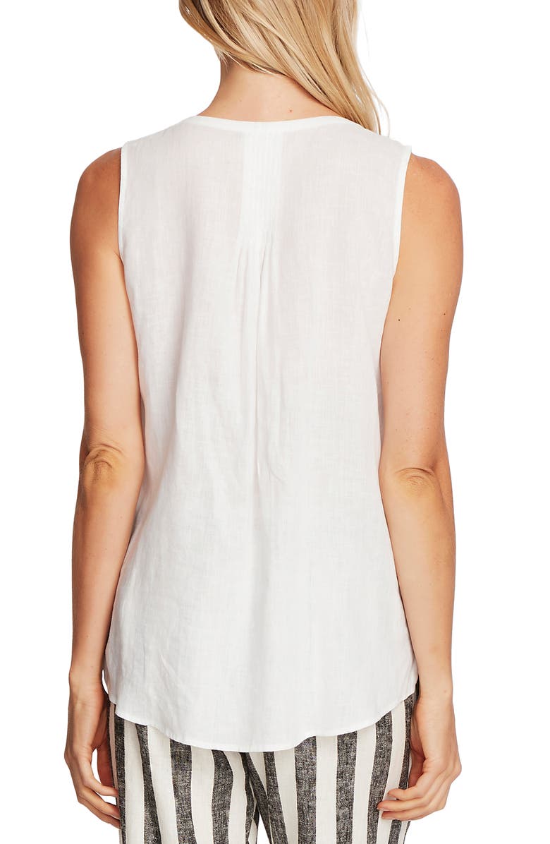 Vince Camuto Pintuck Sleeveless Linen Top, Alternate, color,