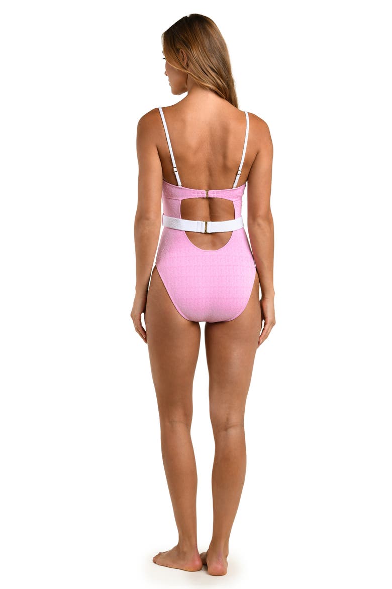 Amie Colorblock Jacquard One-Piece Swimsuit, Alternate, color, BLUSH