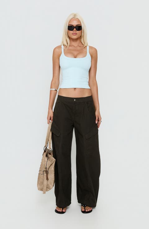 Selective Memory Low Rise Wide Leg Cargo Pants