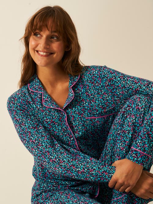 Stripe & Stare Long Pyjama Set In Green