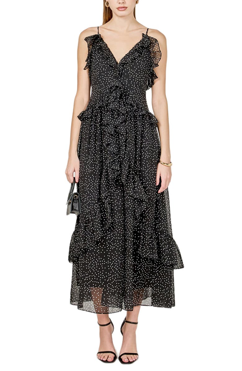 Endless Rose Dot Ruffle Sleeveless Maxi Dress, Alternate, color, 