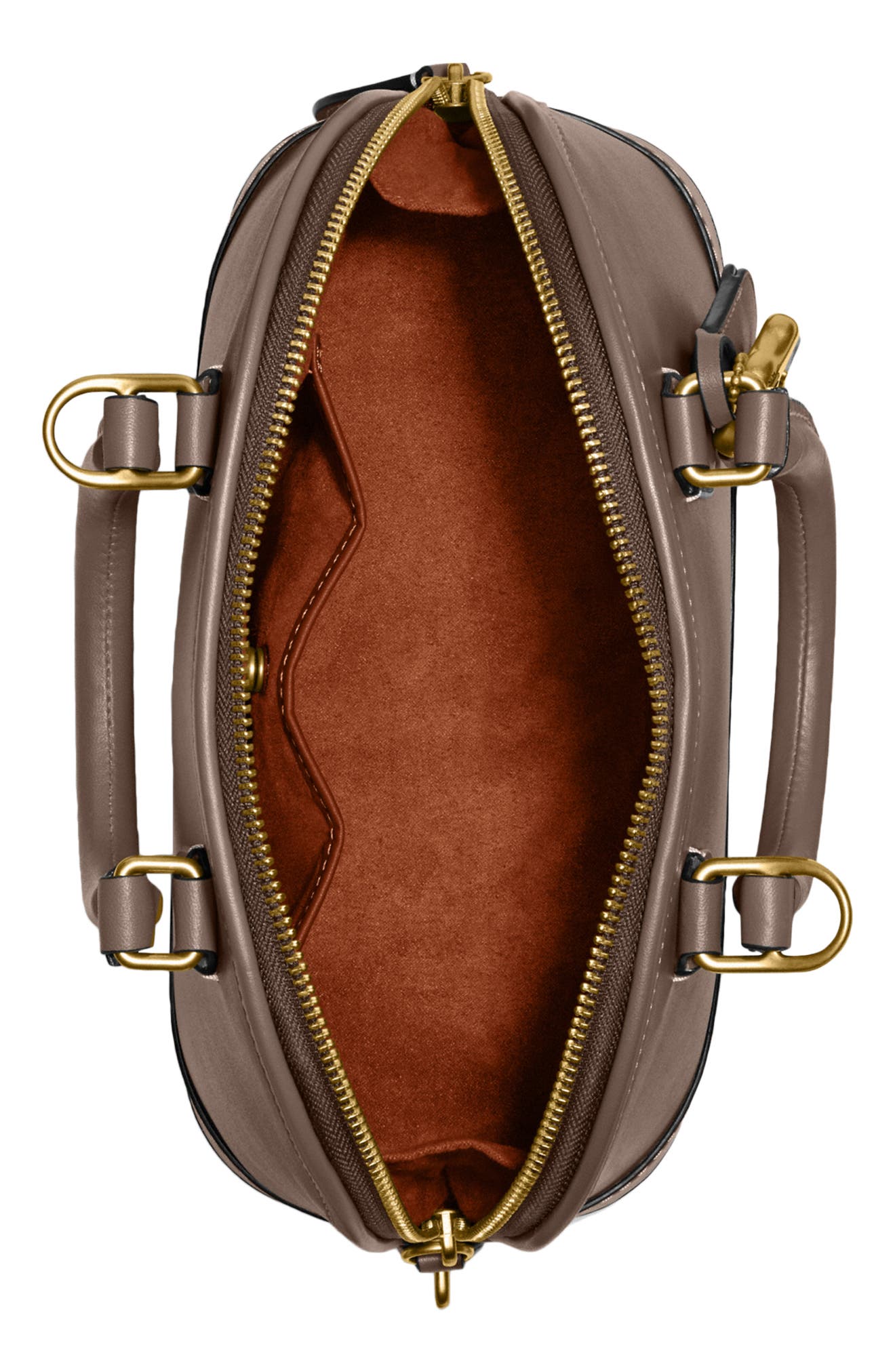 Leather Domed Satchel, Alternate, color, DARK STONE