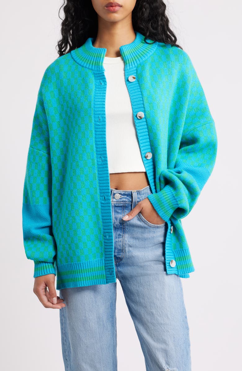 Dressed in Lala Get What I Want Grandpa Cardigan, Main, color, Blue/ Green