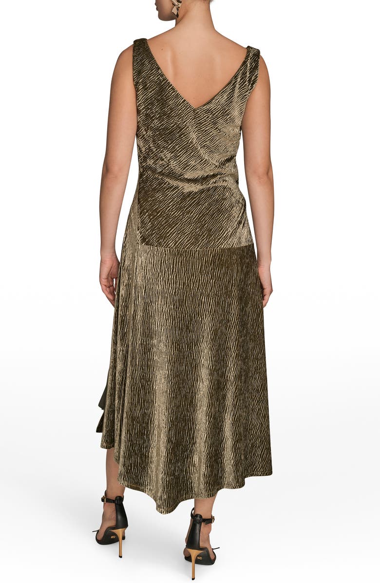 Donna Karan New York Cowl Neck Sleeveless Velvet Midi Cocktail Dress, Alternate, color, Antique Green