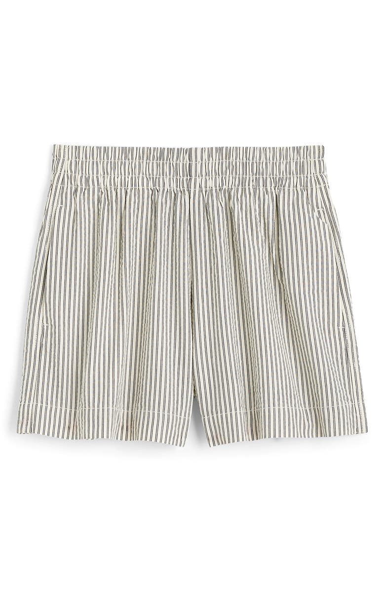 Madewell Pull-On Seersucker Shorts, Main, color, Black Vintage Ivory Yarndye