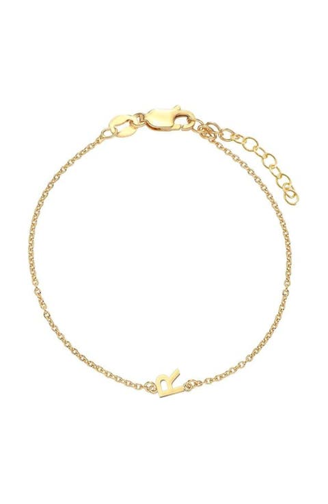 Inez Initial Bracelet/Anklet in 18K Gold Plated Sterling Silver