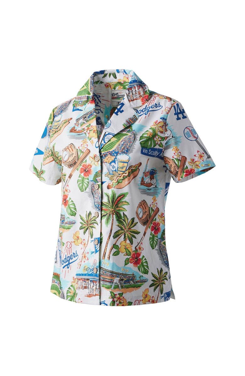 Reyn Spooner Women's Reyn Spooner White Los Angeles Dodgers Scenic Camp Button-Up Shirt, Alternate, color,