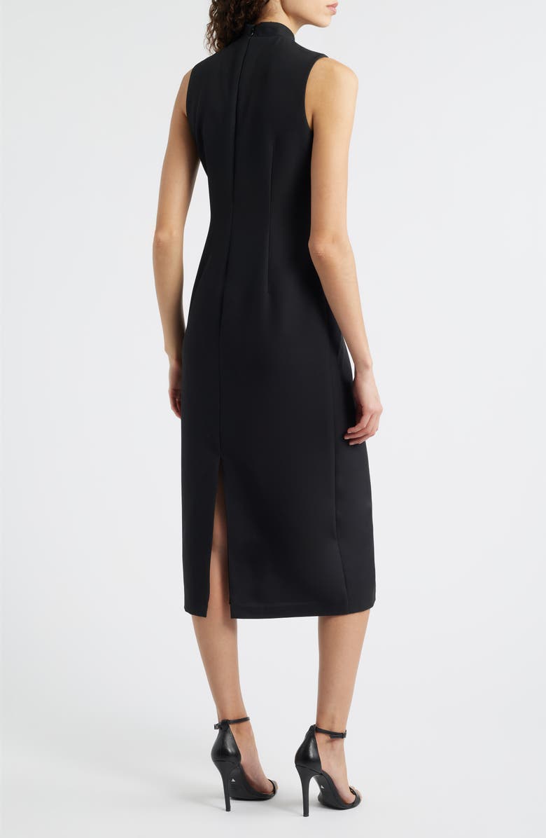 Anne Klein Floral Print Mock Neck Midi Dress, Alternate, color, Anne Black Multi