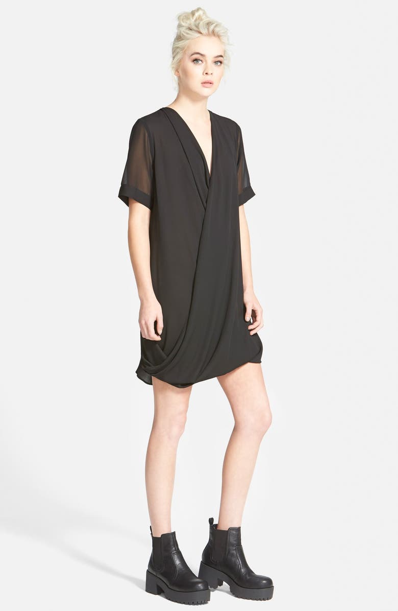 Topshop Drape Front Tunic Dress, Alternate, color, 