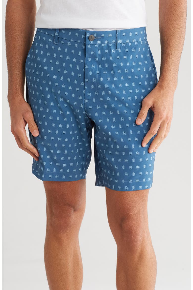 TV Print Stretch Twill Golf Shorts, Main, color, BLUEBERRY PANCAKE