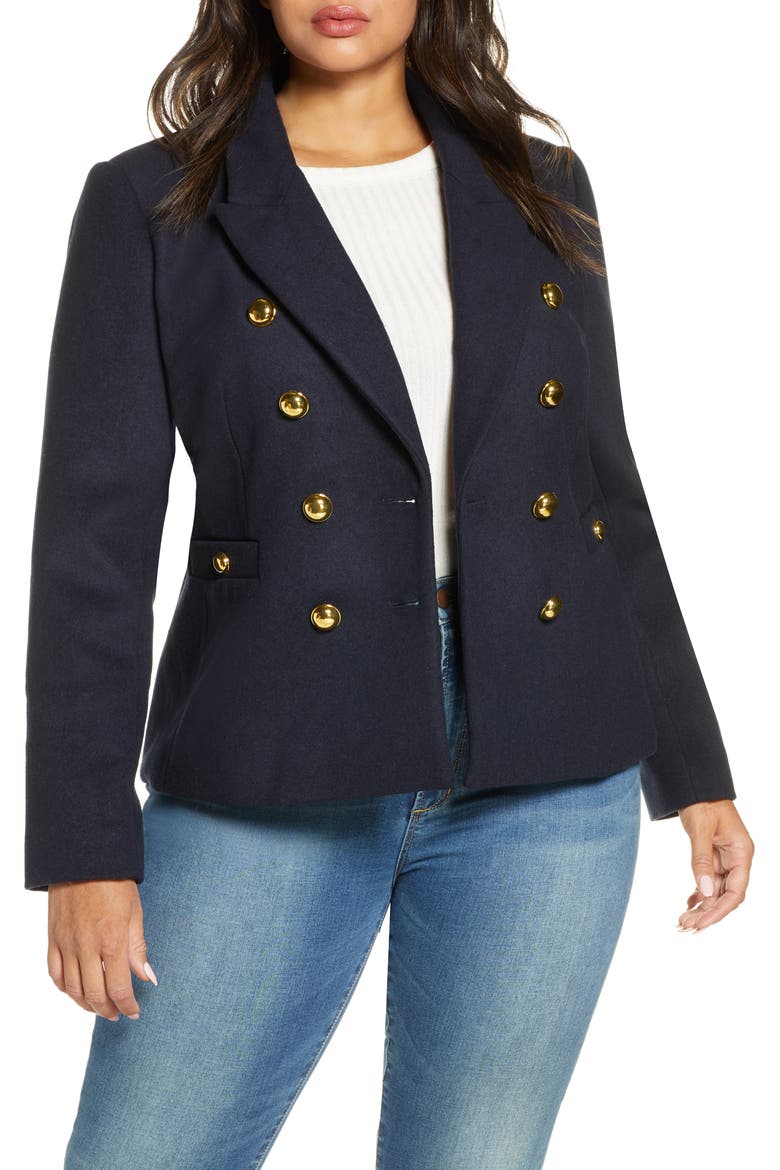 x Atlantic-Pacific Double Breasted Blazer (Nordstrom Exclusive), Main, color, NAVY BLAZER