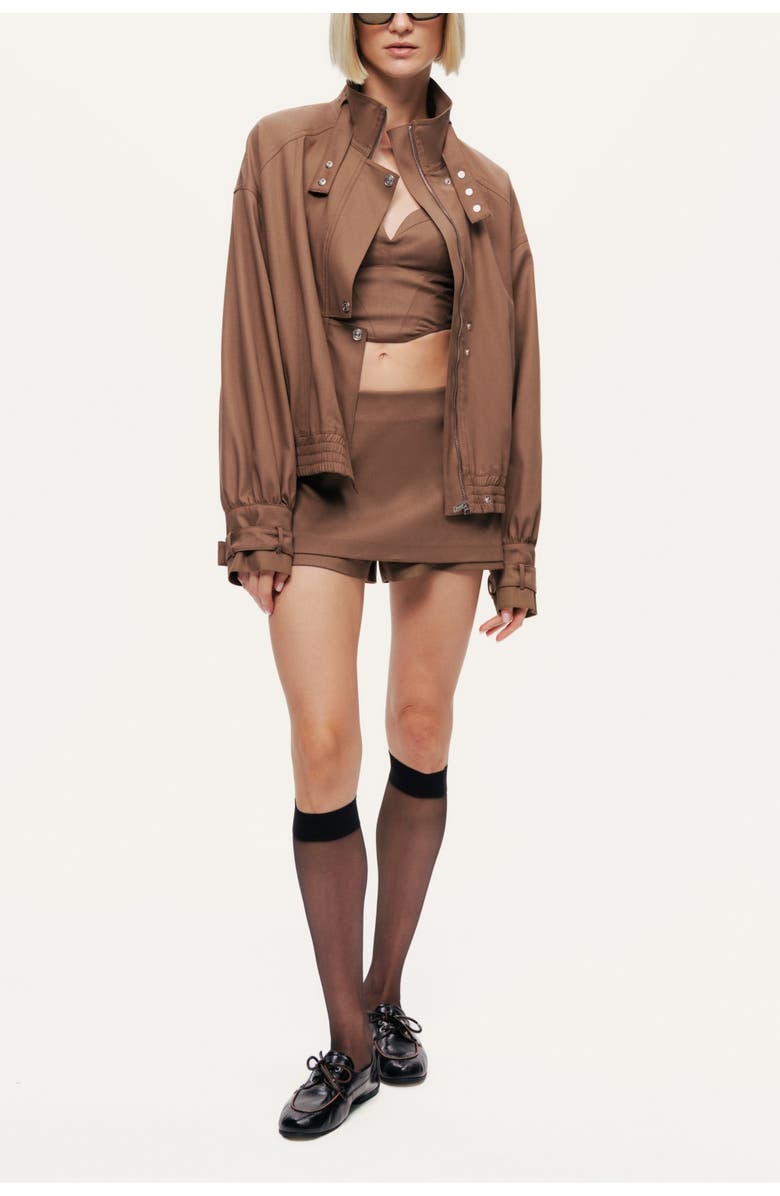 Nocturne Tailored Wrap Mini Skort, Alternate, color, Brown