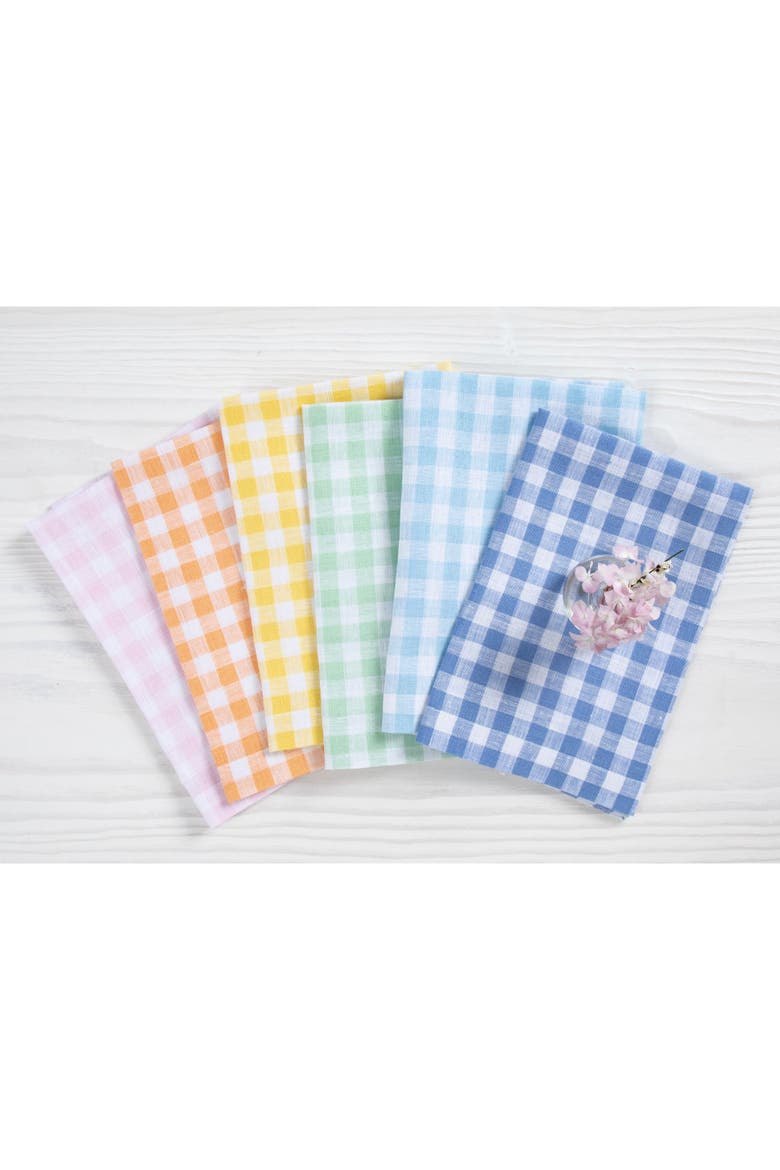 Linen Placemats Set of 4, 14 x 19" - Gingham Check, Alternate, color, Marigold Yellow
