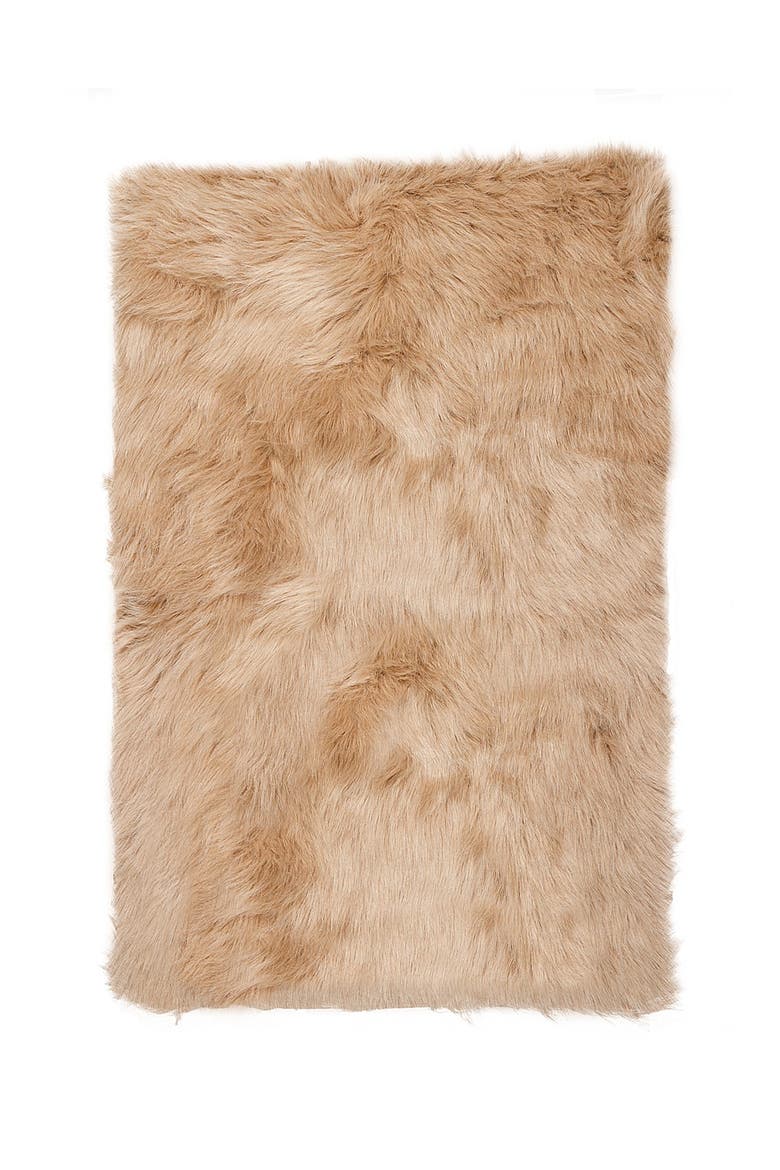 Faux Fur Hudson Rectangular Rug - 2ft x 3ft - Tan, Main, color, tan
