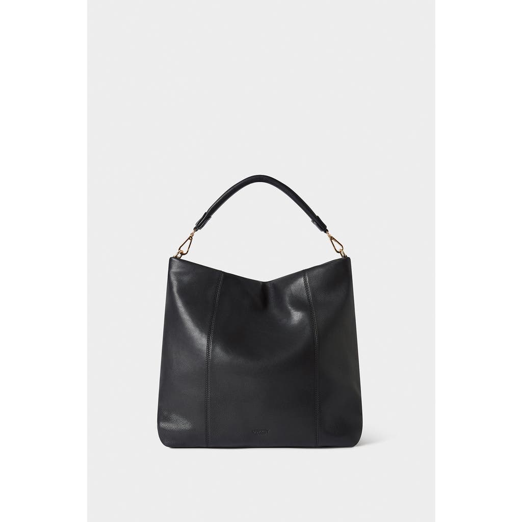 Osprey London The Carina Large Leather Hobo Bag In Black