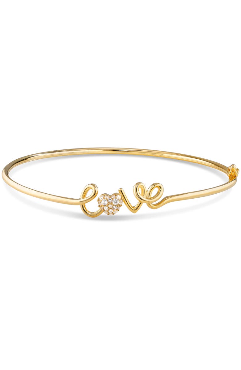 DEVATA Love Script Bangle Bracelet in 14K Gold, Alternate, color, Yellow Gold