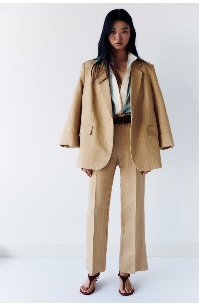 H&M Tailored Linen-blend Trousers, Alternate, color, 