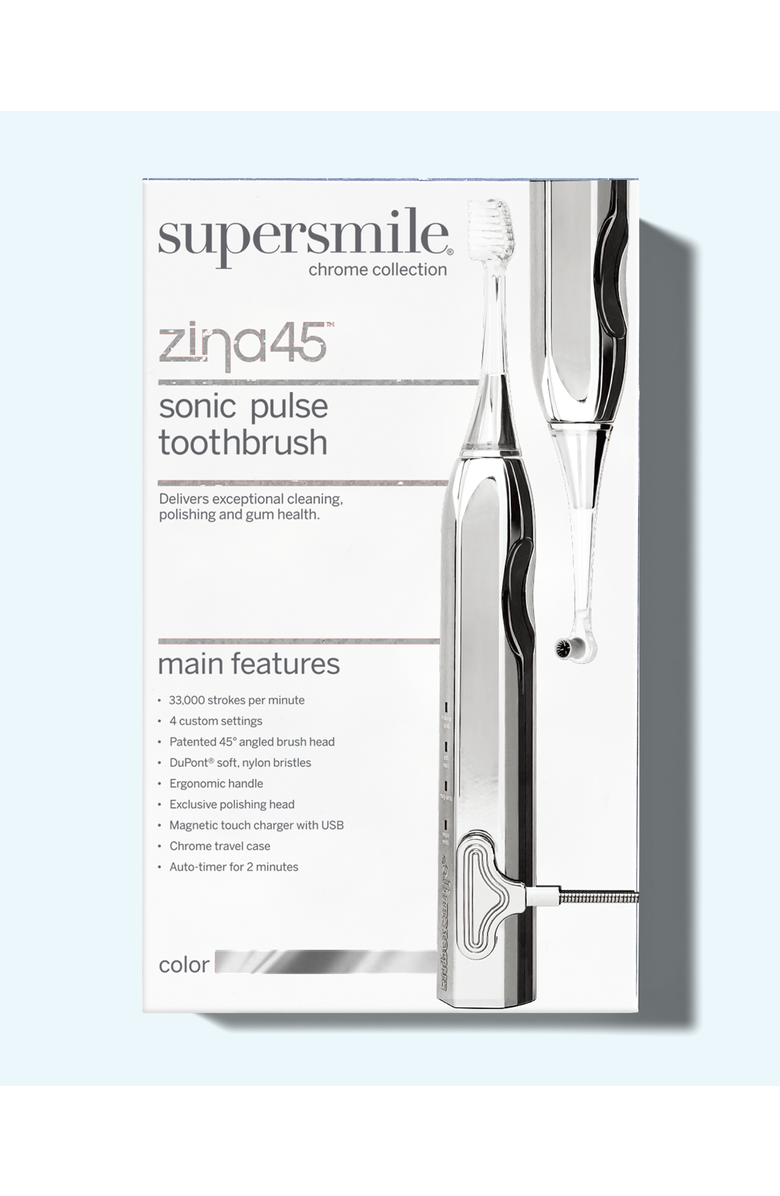 Supersmile Zina45 Sonic Pulse Toothbrush With Case, Alternate, color, Chromse Silver