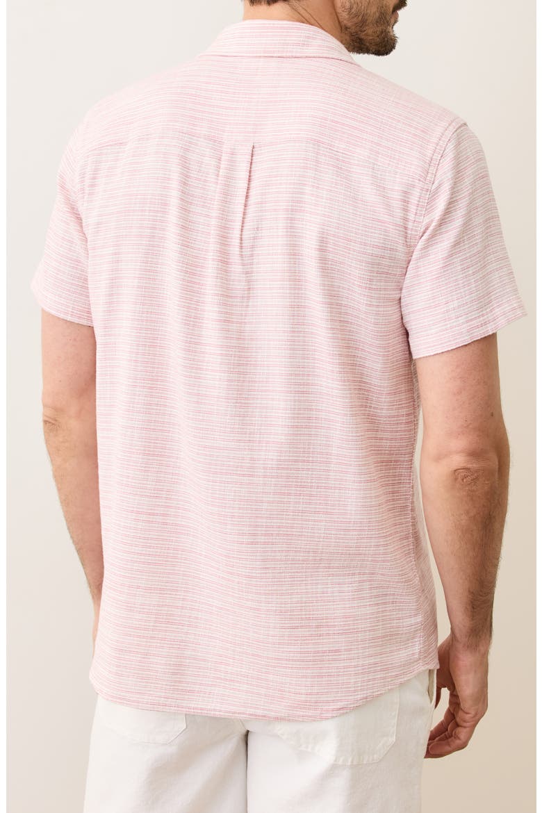 Classic Stripe Short Sleeve Stretch Cotton Selvage Button-Up Shirt, Alternate, color, PINK MINI STRIPE