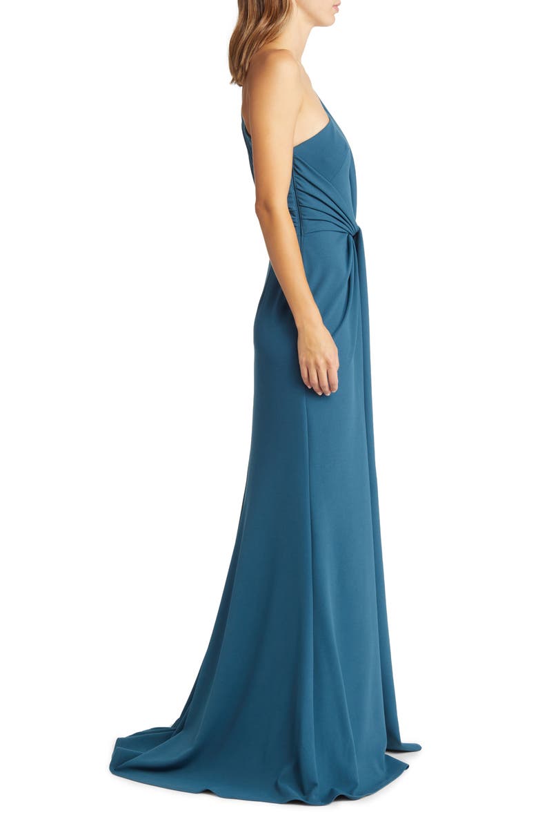Tadashi Shoji Knotted One-Shoulder Evening Gown, Alternate, color, Atlantic Blue