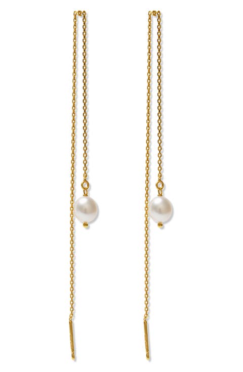 Cultured Pearl Chain Threader Earrings