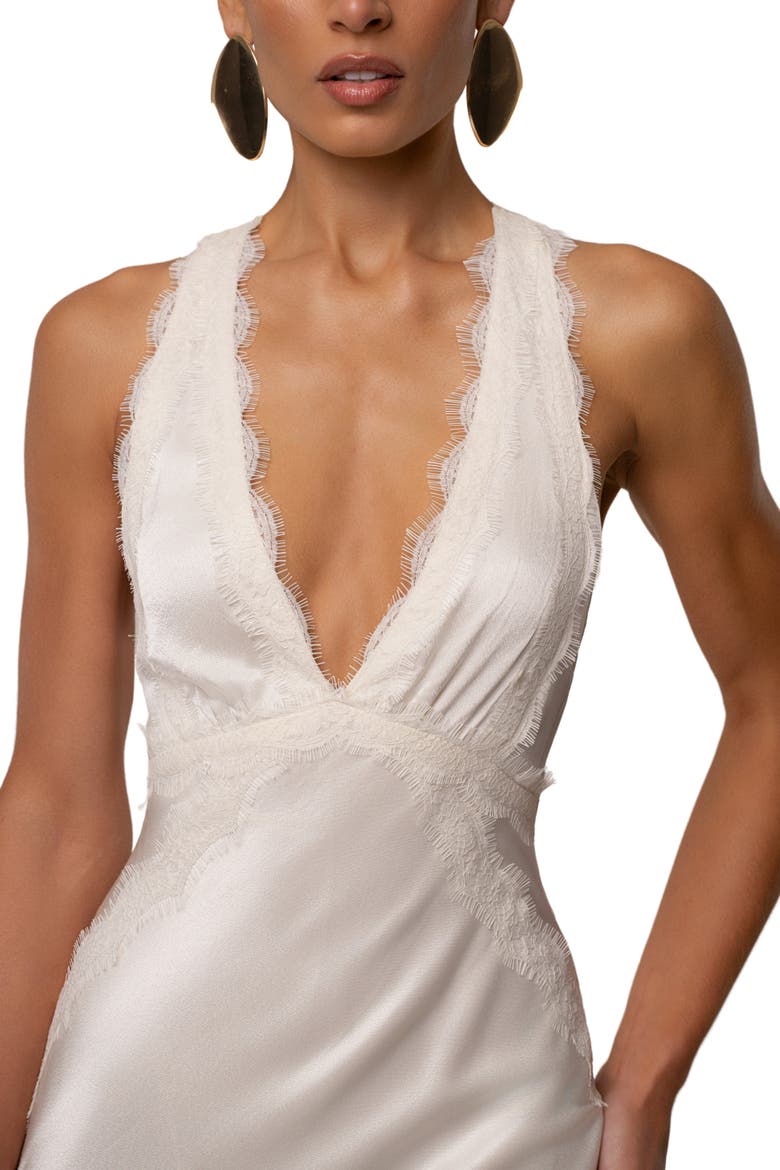 Satin Evenings Maxi Dress, Alternate, color, Ivory