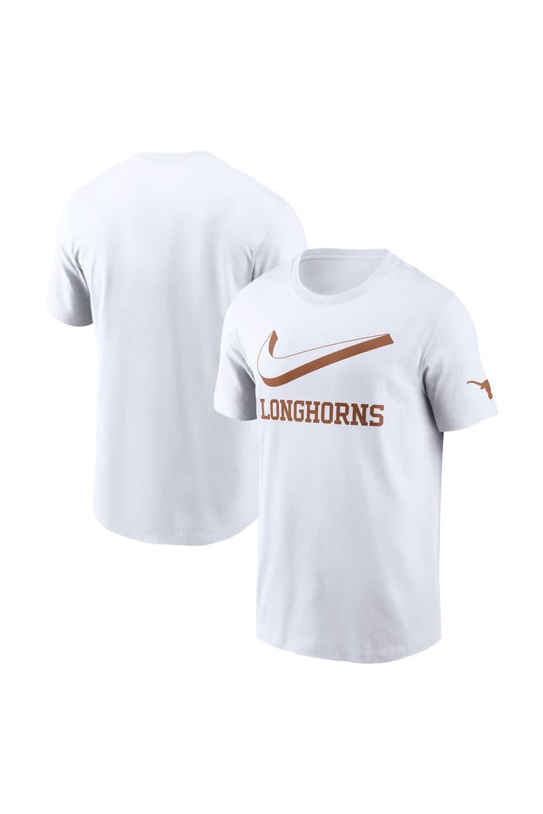 Men's Nike White Texas Longhorns Primetime 2-Hit Swoosh T-Shirt, Main, color, White