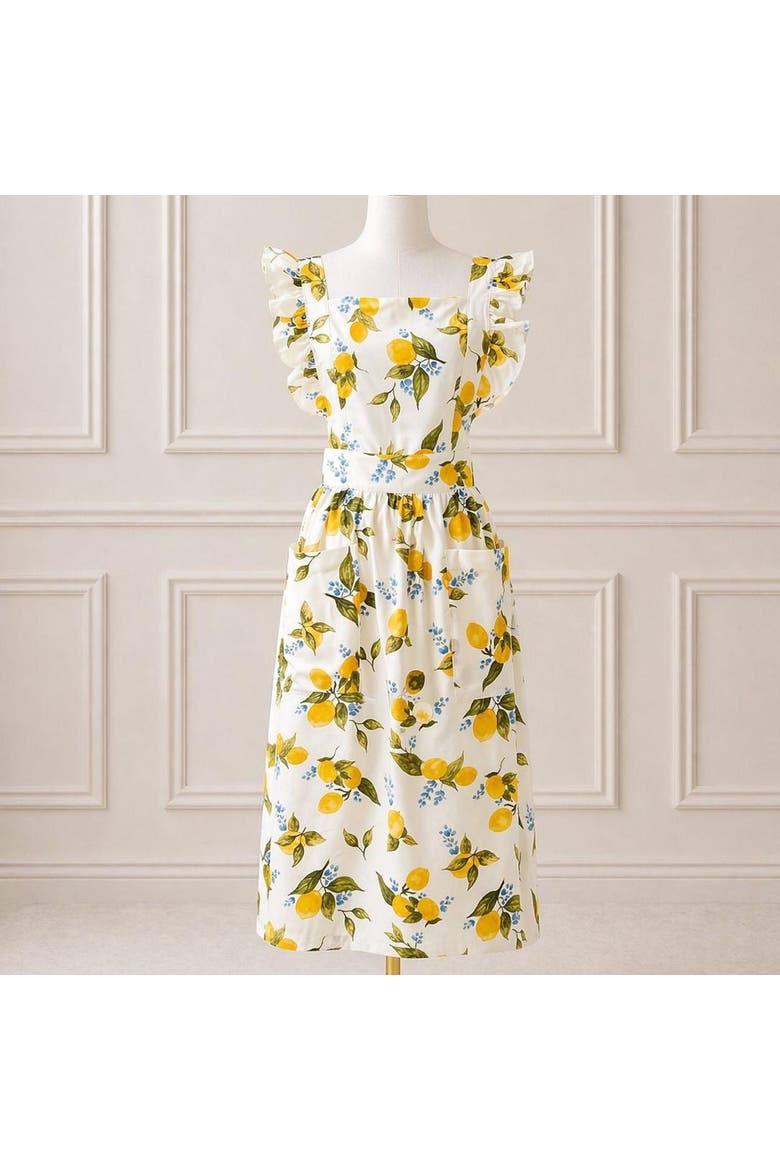 Capri Lemon Mommy Hostess Apron, Alternate, color, Yellow Lemon
