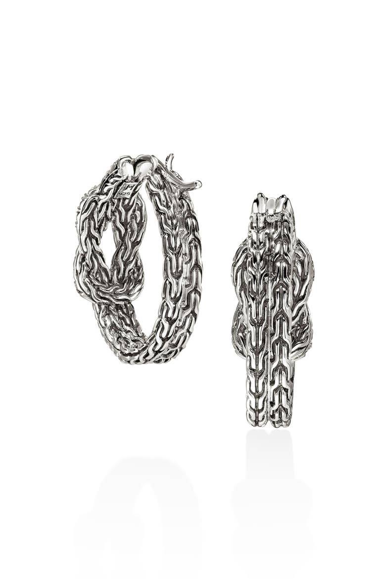 Love Knot Earrings, Sterling Silver, Diamonds, Alternate, color, SILVER