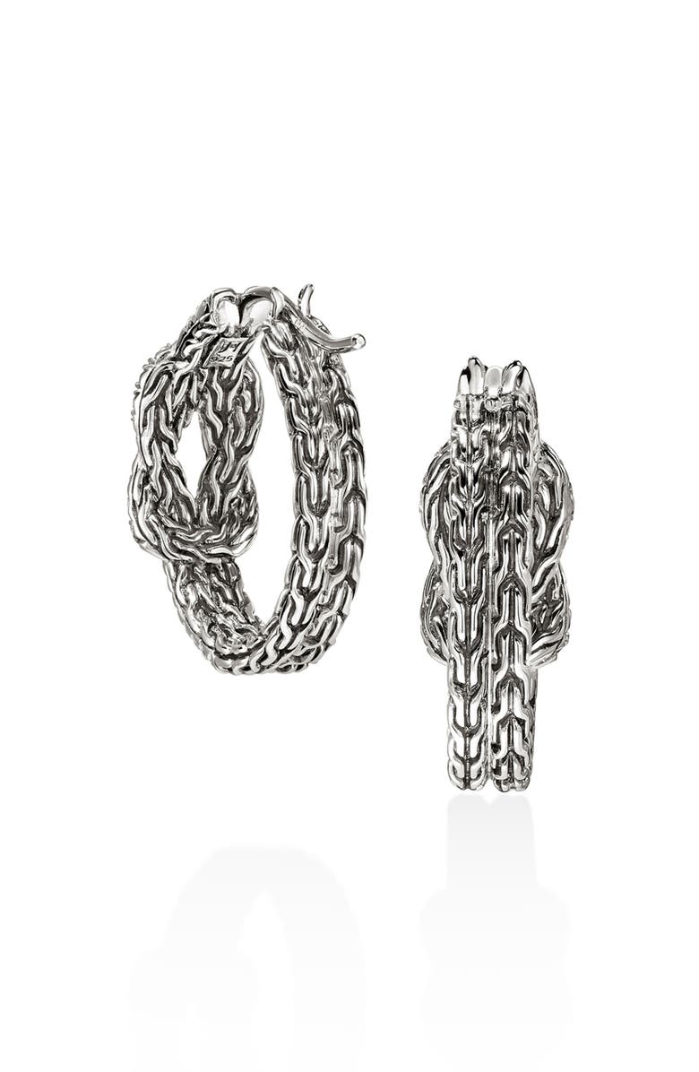 John Hardy Love Knot Earrings, Sterling Silver, Diamonds, Alternate, color, Silver