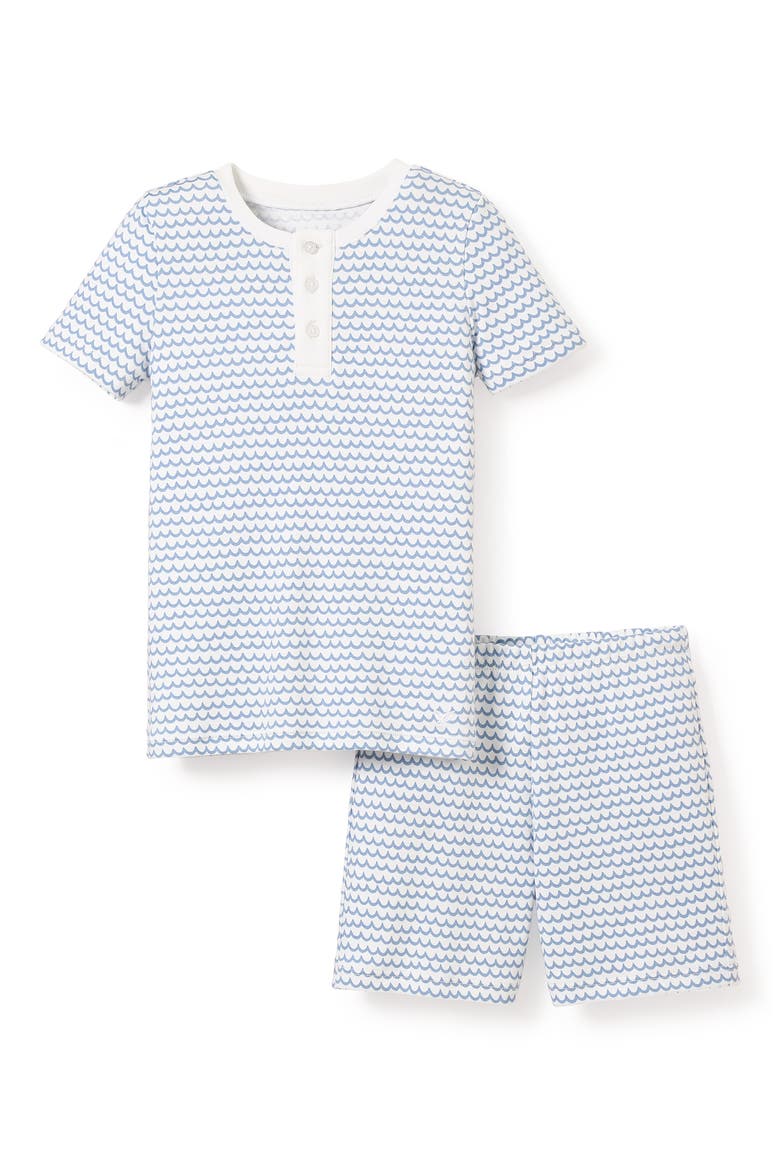 Kids' Wave Print Fitted Pima Cotton Short Pajamas, Main, color, BLUE