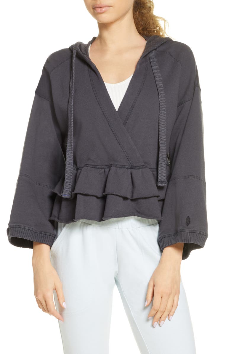 FP Movement by Free People Free People FP Movement Side Swept Ruffle French Terry Hoodie, Main, color,