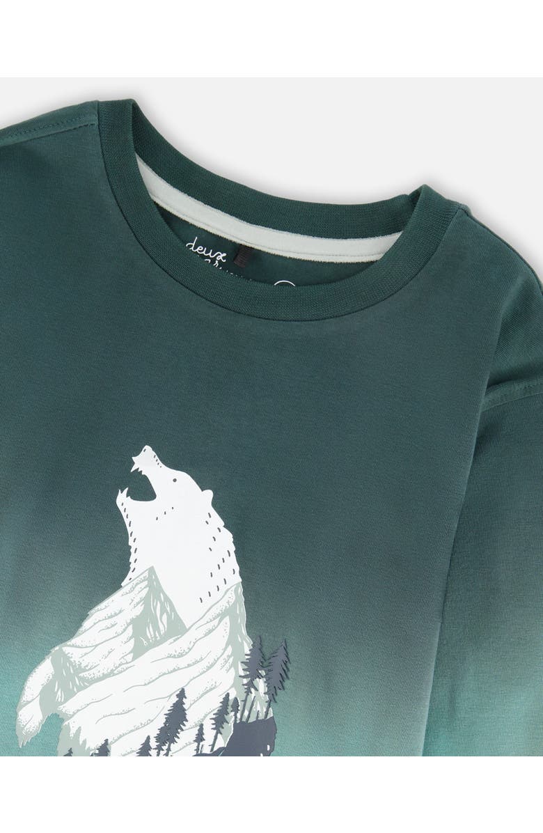 Deux par Deux Long Sleeve Organic Cotton Gradient Jersey Tee, Alternate, color, Bottle Green