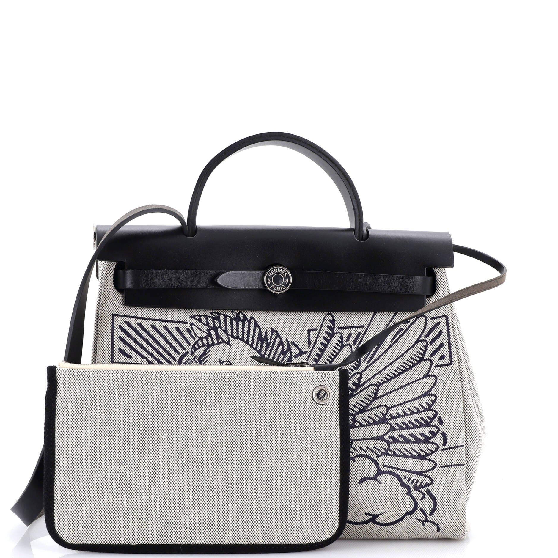 Pre-Owned Hermes Herbag Zip Pegase Pop Toile and Leather 31, Alternate, color, Noir