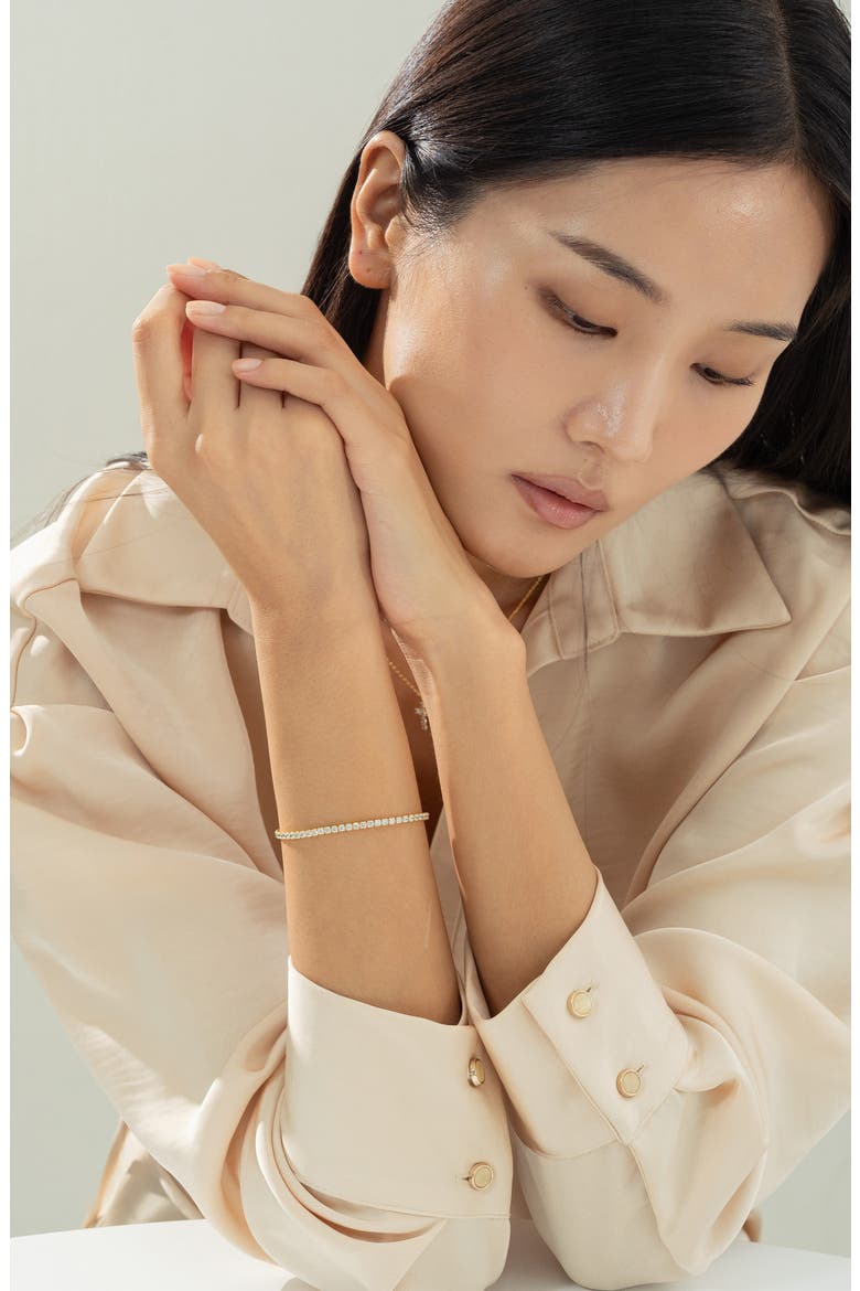 Sterling Silver 18k Gold Plated Cherie Bracelet Minimal Crystal Elegant, Alternate, color, Gold