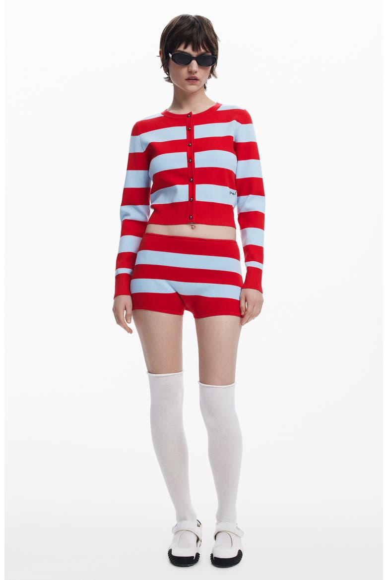 Stripe Cardigan Sweater, Alternate, color, RED