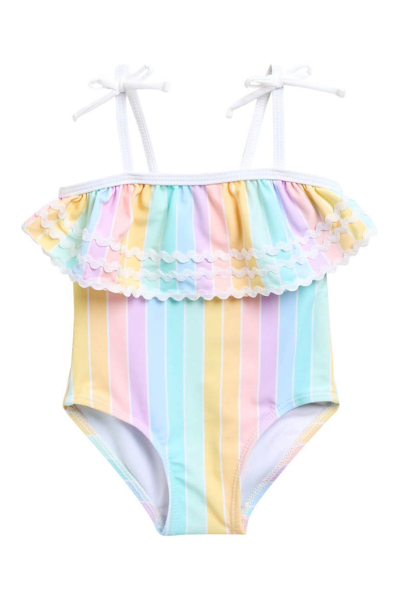 Multi Stripe One-Piece Swimsuit, Main, color, PINK MULTI
