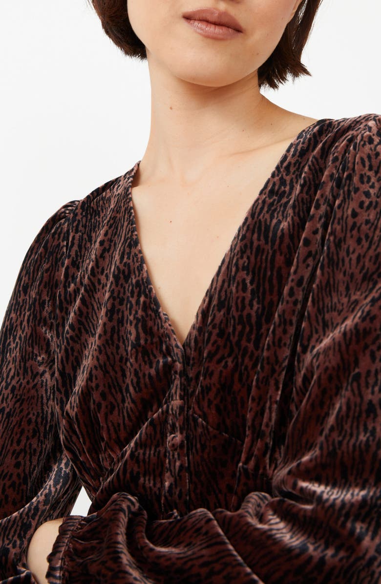 & Other Stories Puff Shoulder Velvet Button-Up Top, Alternate, color, 