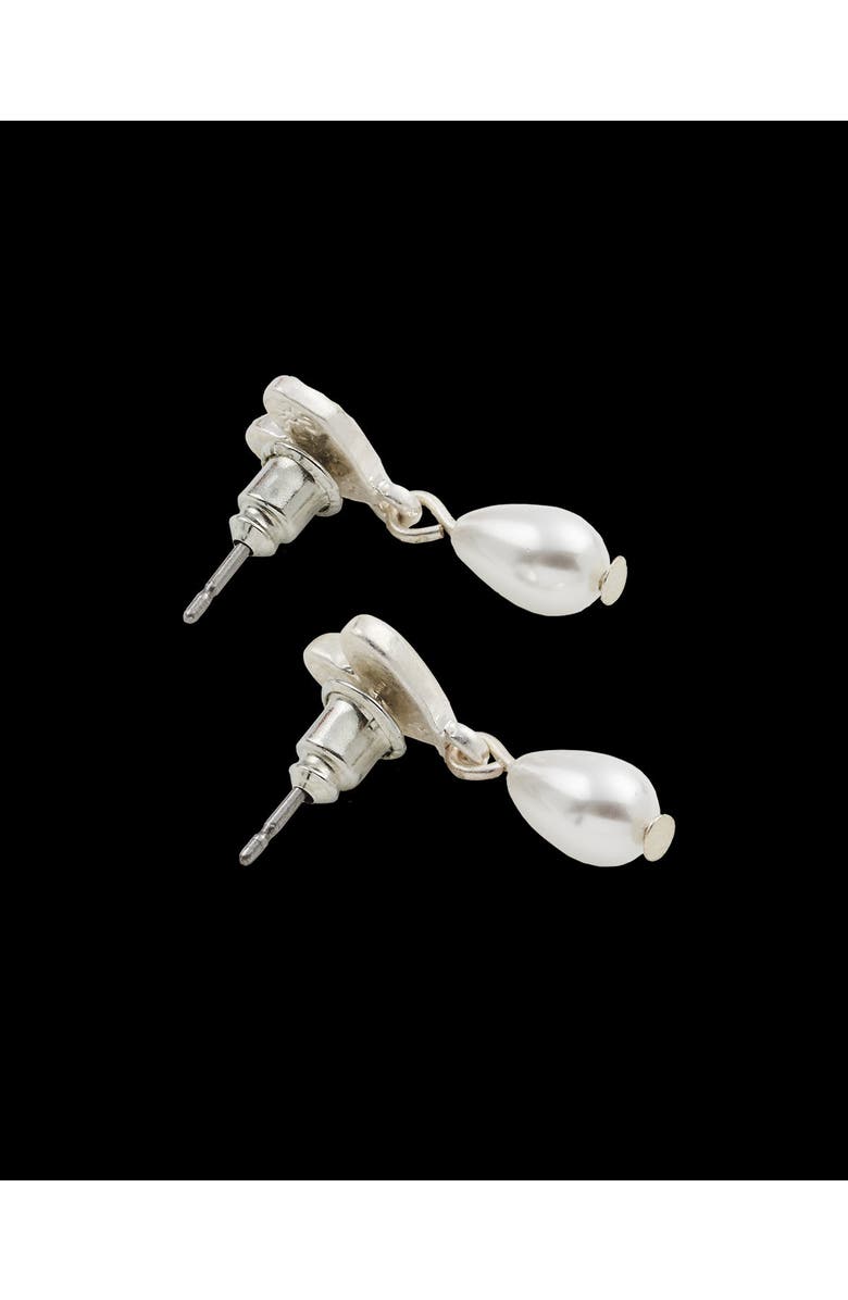 Fable England Forget-Me-Not Heart & Pearl Earrings Silver, Alternate, color, Blue & Silver