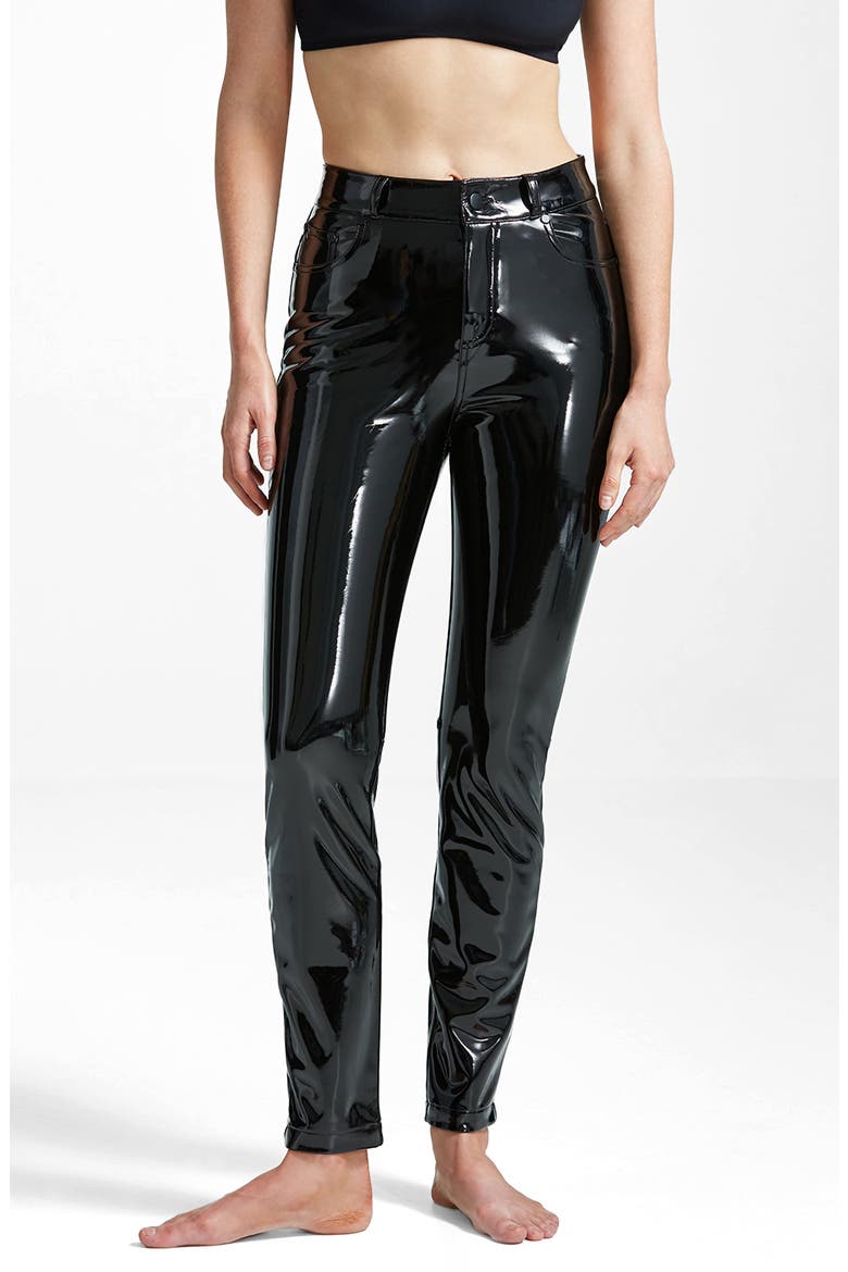 Faux Patent Leather Pants, Alternate, color, BLACK